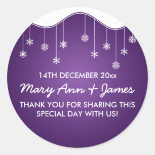 Sticker Rond Mariage Favor Tag Snowflake Décoration violet