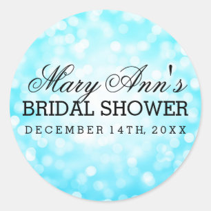 Sticker Rond Mariage Favor Tag Turquoise Parties scintillant lu