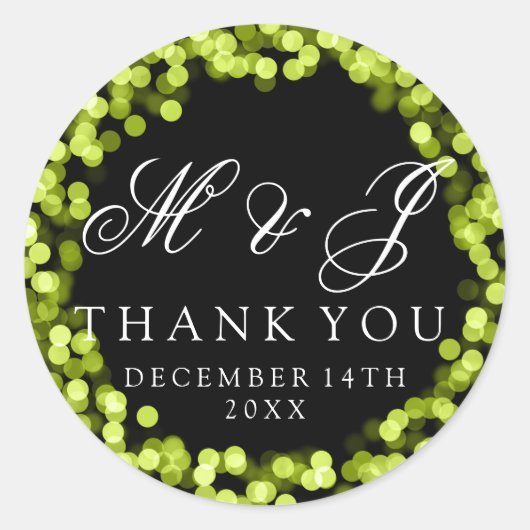 Sticker Rond Mariage Favor Tag Vert Éclairage (Devant)
