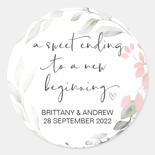 Sticker Rond Mariage Favor Traiter Sac Jam Jar Sweet Début (Devant)