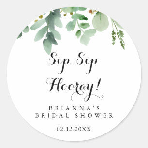 Sticker Rond Mariage Fête de Fiançailles Eucalyptus Vert Sip Si