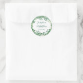 Sticker Rond Mariage Feuille d'aquarelle verte (Sac)