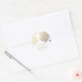Sticker Rond Mariage Feuille d'automne Gold et White (Enveloppe)