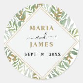 Sticker Rond Mariage Feuille de l'Eucalyptus (Devant)