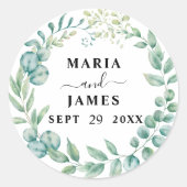 Sticker Rond Mariage Feuille de l'Eucalyptus (Devant)