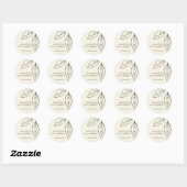 STICKER ROND MARIAGE FEUILLE MODERNE CONTEMPORAIN KRAFT WHITE (Feuille)