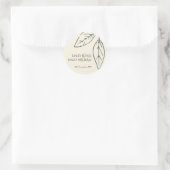 STICKER ROND MARIAGE FEUILLE MODERNE CONTEMPORAIN KRAFT WHITE (Sac)