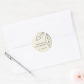 STICKER ROND MARIAGE FEUILLE MODERNE CONTEMPORAIN KRAFT WHITE (Enveloppe)