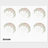 Sticker Rond Mariage Feuille vert et rose (Feuille)
