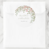 Sticker Rond Mariage Feuille vert et rose (Sac)