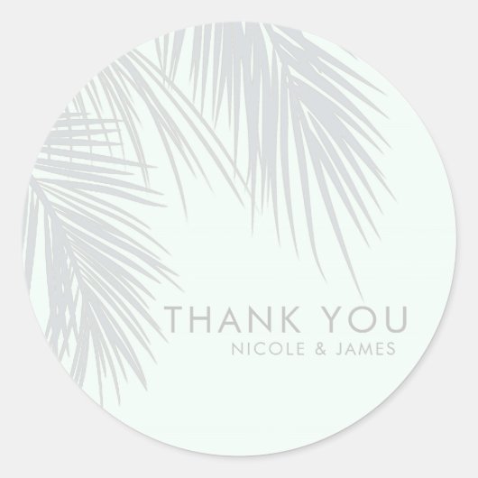 Sticker Rond Mariage Feuille White Elegant Tropical Palm Tree (Devant)