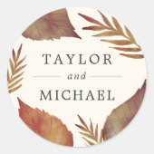 Sticker Rond Mariage Feuilles d'automne (Devant)