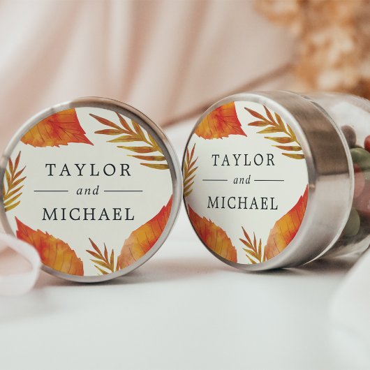 Sticker Rond Mariage Feuilles d'automne