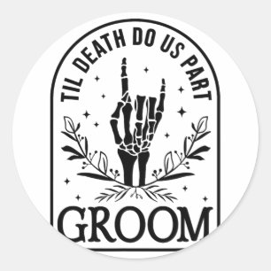 Sticker Rond Mariage Fiançailles de la mariée Groom Halloween C