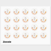 Sticker Rond Mariage Fleur de Boho Orange Violet Feuillage (Feuille)