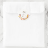Sticker Rond Mariage Fleur de Boho Orange Violet Feuillage (Sac)