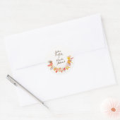 Sticker Rond Mariage Fleur de Boho Orange Violet Feuillage (Enveloppe)