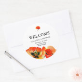 Sticker Rond Mariage Fleur de Pavot Rouge Classique (Enveloppe)