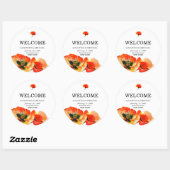 Sticker Rond Mariage Fleur de Pavot Rouge Classique (Feuille)