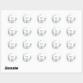 Sticker Rond Mariage Fleur Rose Blush (Feuille)
