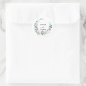 Sticker Rond Mariage Fleur Rose Blush (Sac)