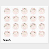 Sticker Rond Mariage Fleur Rose Doré (Feuille)
