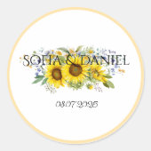 Sticker Rond Mariage fleur sauvage bleu Tournesol (Devant)