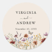 Sticker Rond Mariage Fleur sauvage Boho (Devant)