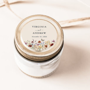 Sticker Rond Mariage Fleur sauvage Boho