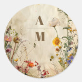 Sticker Rond Mariage Fleur sauvage Boho Fall (Devant)