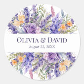 Sticker Rond Mariage Fleur sauvage Boho Lilac (Devant)
