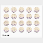 Sticker Rond Mariage Fleur sauvage d'aquarelle Lavender Bloom (Feuille)