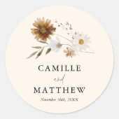 Sticker Rond Mariage Fleur sauvage d'automne (Devant)