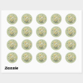 Sticker Rond Mariage Fleur sauvage de la partie Jardin (Feuille)