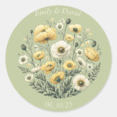 Sticker Rond Mariage Fleur sauvage de la partie Jardin (Devant)