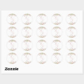 Sticker Rond Mariage Fleur sauvage de luxe Dusty Pink (Feuille)
