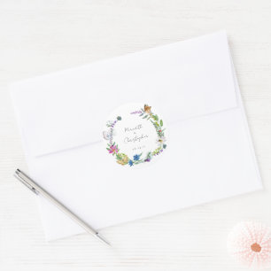 Sticker Rond Mariage Fleur sauvage de printemps coloré