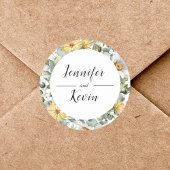 Sticker Rond Mariage Fleur sauvage de verdure botanique moderne