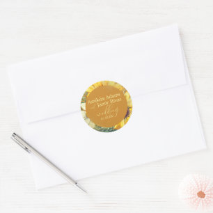 Sticker Rond Mariage Fleur sauvage des tournesols en terre cuit