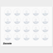 Sticker Rond Mariage fleur sauvage Dusty Blue Boho (Feuille)