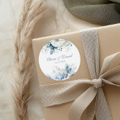 Sticker Rond Mariage Fleur sauvage Dusty Blue moderne