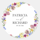 Sticker Rond Mariage Fleur sauvage Elegant Boho (Devant)