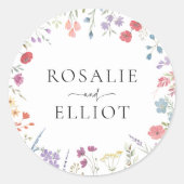 Sticker Rond Mariage Fleur sauvage floral (Devant)