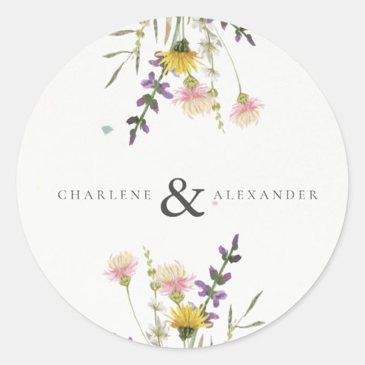 Sticker Rond Mariage fleur sauvage Meadow Garden (Devant)