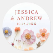 Sticker Rond Mariage Fleur sauvage Pastel Pink (Devant)