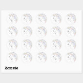 Sticker Rond Mariage Fleur sauvage rose et violet printemps (Feuille)