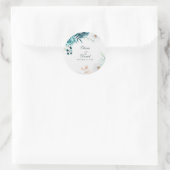 Sticker Rond Mariage Fleur sauvage turquoise et non blanc (Sac)