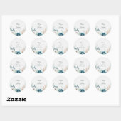 Sticker Rond Mariage Fleur sauvage turquoise et non blanc (Feuille)