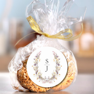 Sticker Rond Mariage Fleur sauvage violet