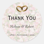 Sticker Rond Mariage fleuri à bijoux d'or (Devant)